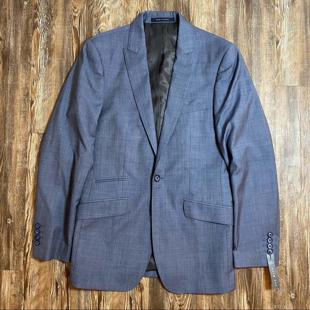 Men’s Bachrach Slim Fit Tessuto Super 120 Wool Suit Blue Gray 36R Pants 29X34